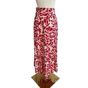 VTG 80s Liz Claiborne Skirt Womens Size 6 Red Hot Lipstick Artsy Flowy Career